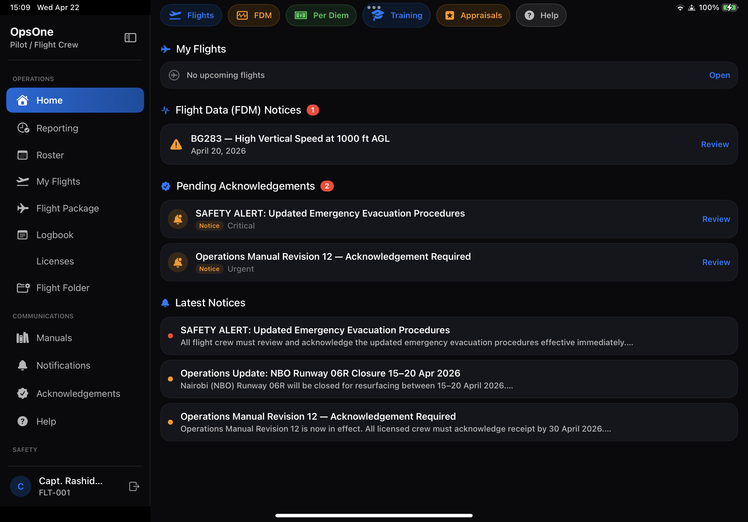Notices on iPad — read and acknowledge